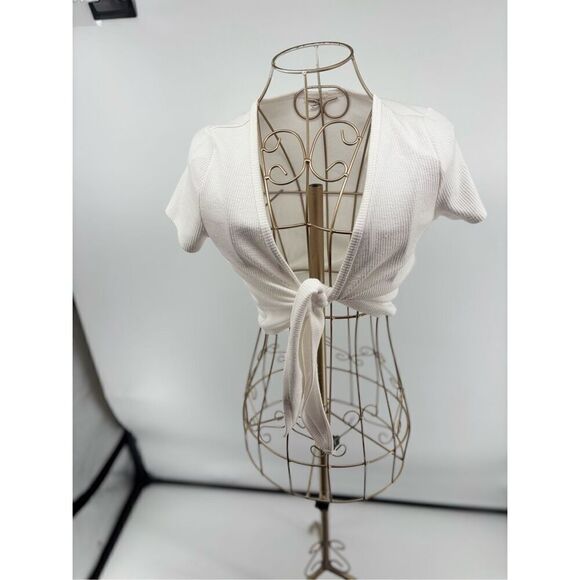 Garage white knot front short sleeve crop top size small - Picture 1 of 8